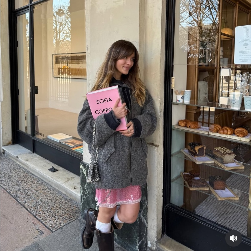 Elegant Pink Sequin Lace Trim Skirt